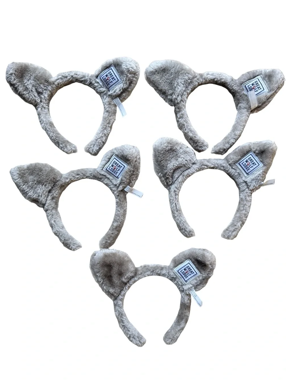Great Wolf Lodge Beige Wolf Animal Ears Headbands Soft Beige Faux Fur Ears Set 5